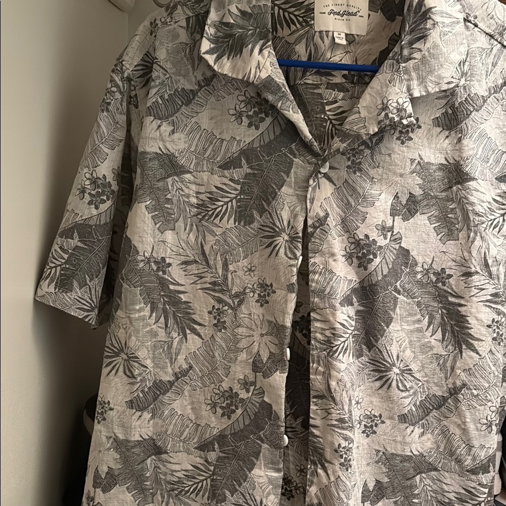 Gray Lightweight Tropical Print Shirt Jacket